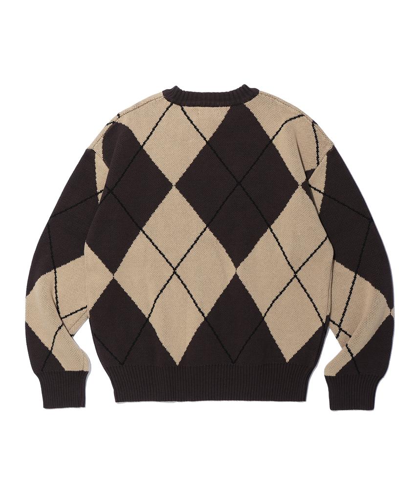 IEY Bold Argyle Knitwear Beige
