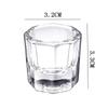 Mini Crystal Glass Clear Acrylic Small Octagonal Powder Liquid Nail Cup Nail Brush Cleaning Liquid Mixing Bowl Tool