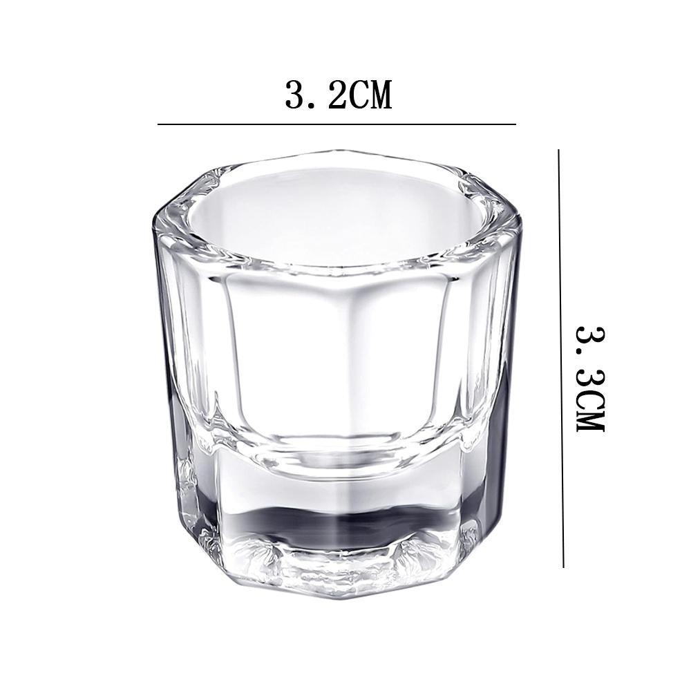 Mini Crystal Glass Clear Acrylic Small Octagonal Powder Liquid Nail Cup Nail Brush Cleaning Liquid Mixing Bowl Tool