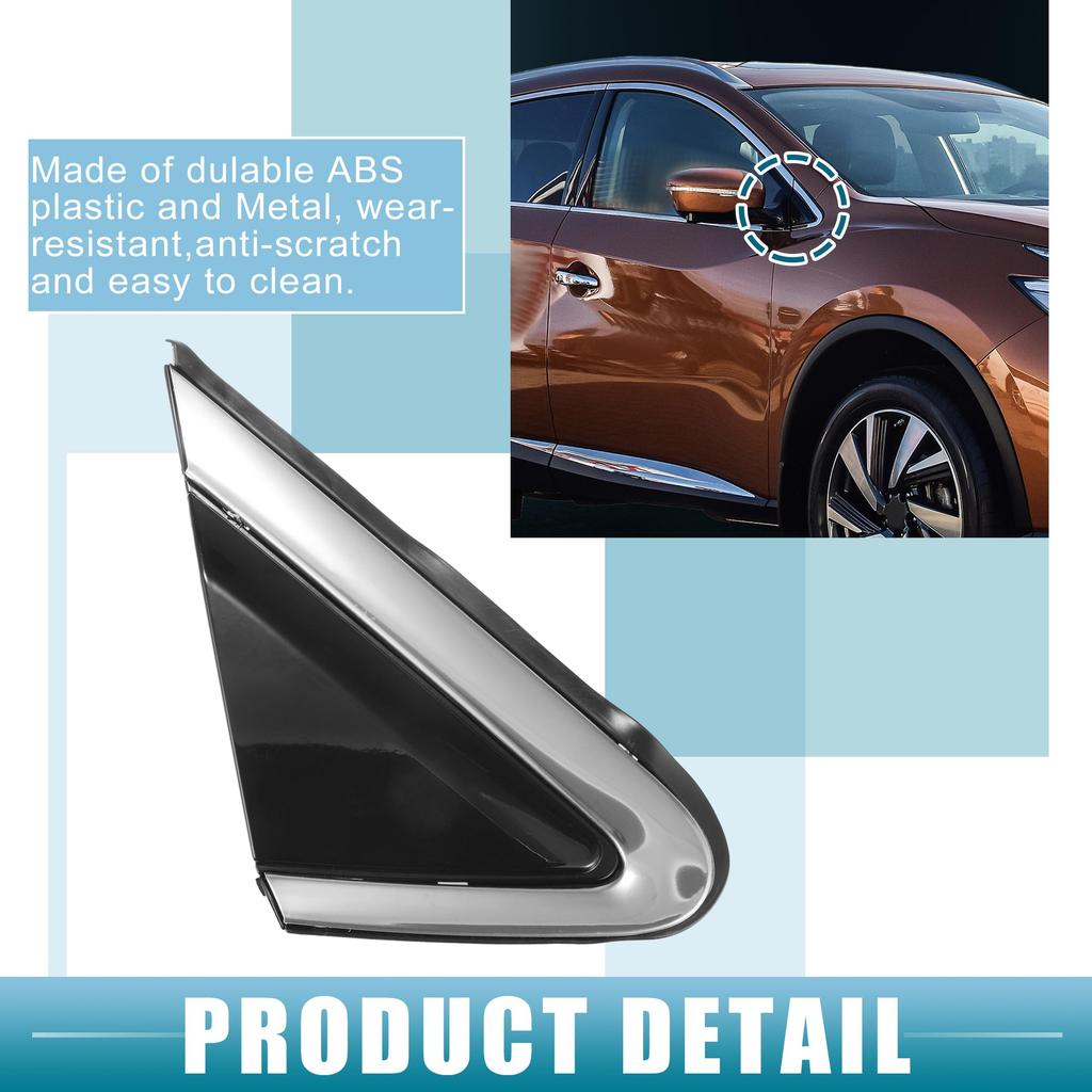 ABSOPRO Front Right Door Mirror Corner Fender Triangle Cover Trim Rearview Triangle Trim Panel for Nissan Murano Black Plastic (No. 96318-5BC0A)