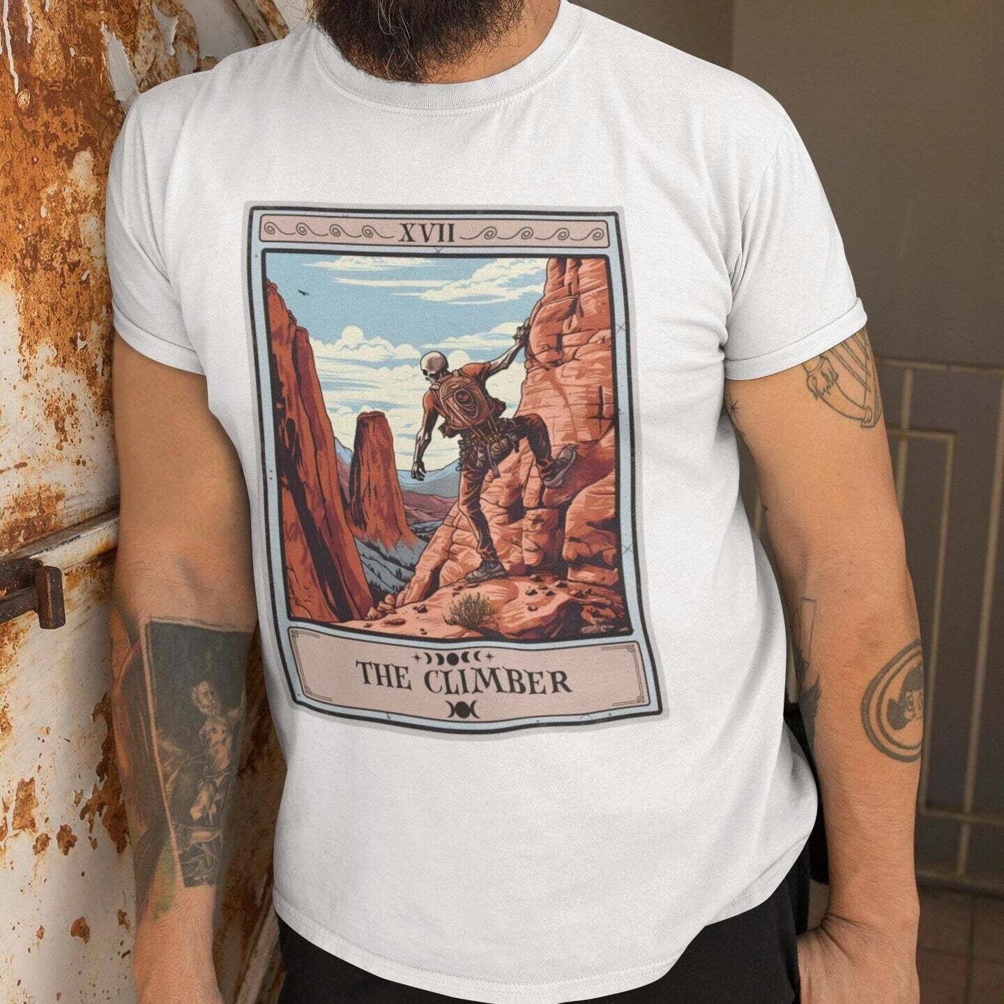 The Climber Tarot Card Shirt, Rock Climbing XL