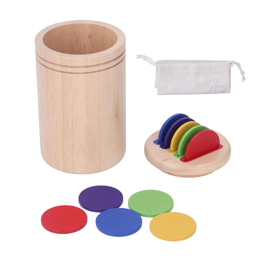 Color Sorting Sensory Toy Wooden Color Sorting Coin Box Toy Children Educational Color Sorting Cup
