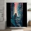 Mountain Bike Shower Curtain Nature Forest Scenic Outdoor Adventure Sports Gym Decor Waterproof Bathroom Fabric