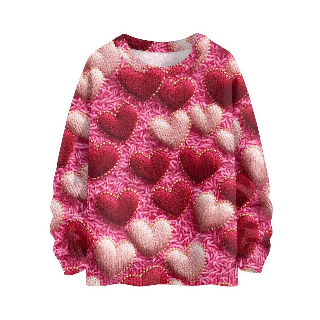 Herremote Casual Lange Ermer Valentinsdag Mild Trykket Rund hals Ullstrikket Blomsterimitasjon Genser Rund hals Hettegenser Løs Lange Ermer