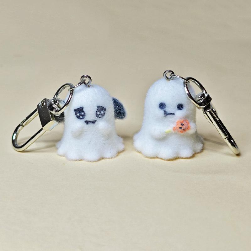 Halloween Flocked Mummy Ghost Phone Chain Charm Ins Style Phone Case Bag Camera Pendant