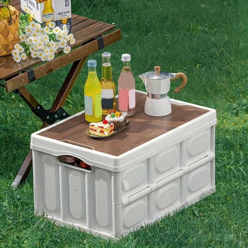 Outdoor Camping skládací box s dřevěným víkem Úložný box do auta Organizér na jídlo Nádoba pro domácnost Velkokapacitní úložný box