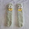 A pair of ugly cute funny socks women's medium tube socks autumn and winter floor sleeping socks coral fleece home hair fluffy c
