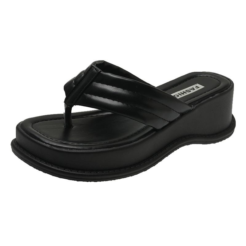 Mezzo flip-flops women 2024 summer new muffin thick-soled comfortable beach shoes fashion temperament sandals tide