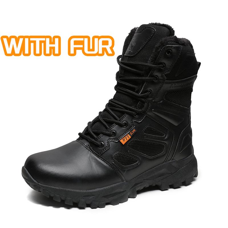 Fashion Outdoor Mens Winter Plush Snow Boots Wear-resistant High-top Shoes Non-Slip Desert Mountaineering Boots Versatile Mid-Calf Botas