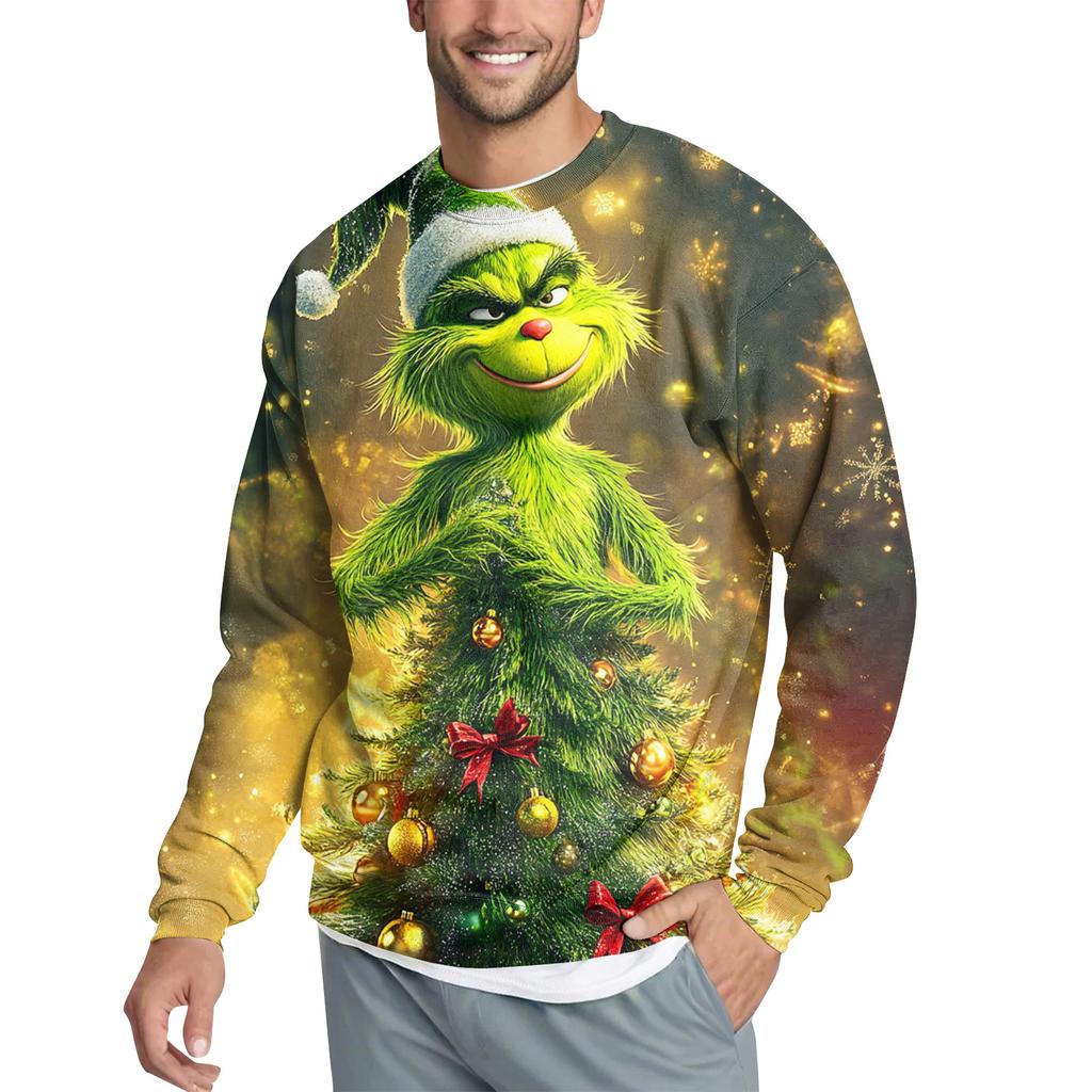 Men's Casual Fashion Printed Round Neck Pullover Sweatshirt