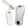 Stylish White Key Case, Key Holder, Key Cover, Key Protection for Porsche, New 911, Carrera, Macan, New Panamera, Cayenne, and Panamera.