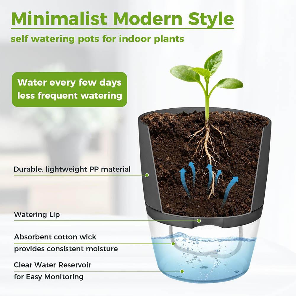 5Pcs/2pcs Self Watering Plastic Flower Pot Double Layer Hydroponics Plants Bonsai Pot Vases Succulent Potted Home Office Decor