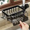 Kitchen Space Aluminum Sink Drain Rack Sponge Storage Faucet Holder Soap Drainer Pan Basket Organizer Bathroom Accessories