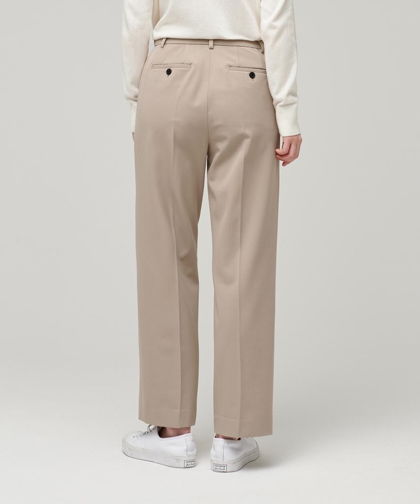 MUSINSA STANDARD WOMAN Women'S Heavyweight Fleece-Lined Straight Hidden Elastic Waist Slacks [Beige]