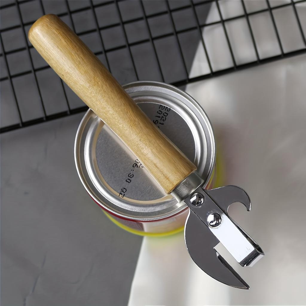 6Pcs Wooden Handle Multifunctional Can Opener Set - with Can Knife, Beer & Wine Opener for Kitchen & Camping
