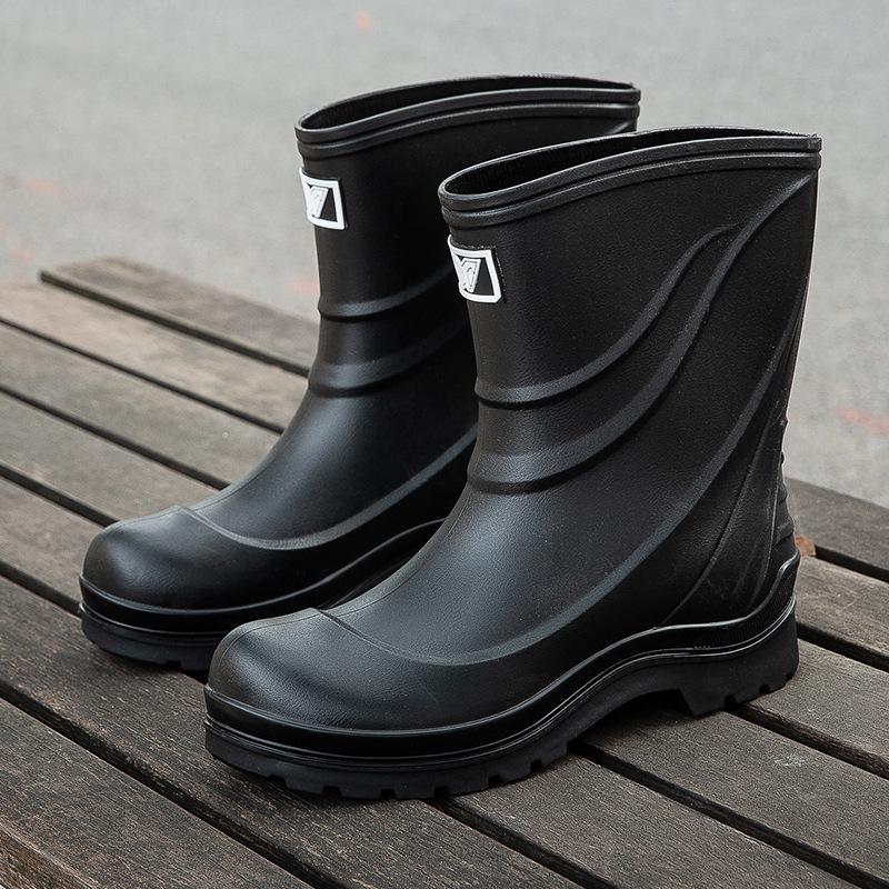 Fashion Bundle Rain Shoes New Short Tube Non-slip Medium Tube Rain Shoes Short Water Shoes Velvet Outdoor Work Rubber Shoes Batch