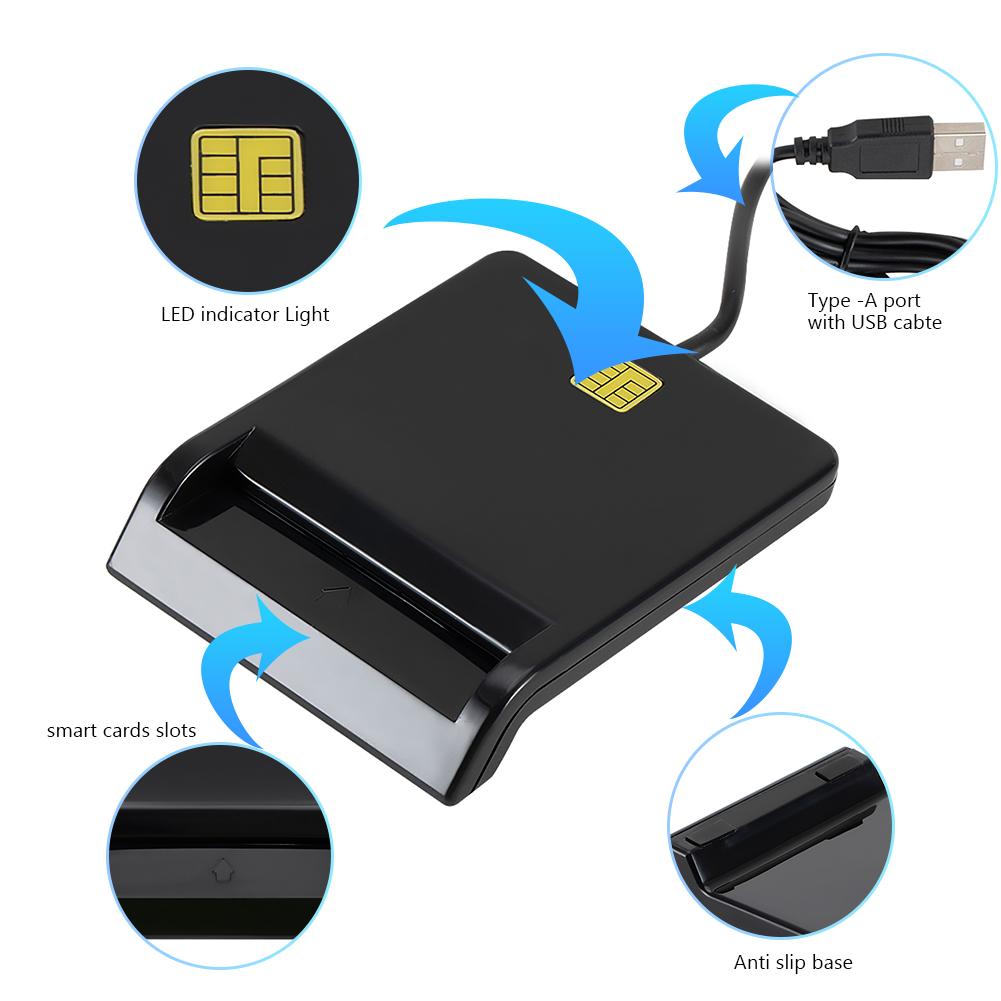 11-3PCS USB Smart Card Reader Stable Operation Reliable Simplicity for DNIE ATM CAC IC ID SIM Card Cloner Connector Windows