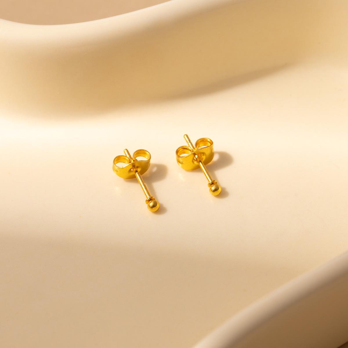 Elegant Titanium Steel Bead Stud Earrings - Trendy, Simple, and Fashionable Gold Jewelry