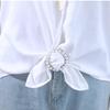 Pearl Rhinestone Waist Buckle Scarf Fastener Hem Knot Button for Women