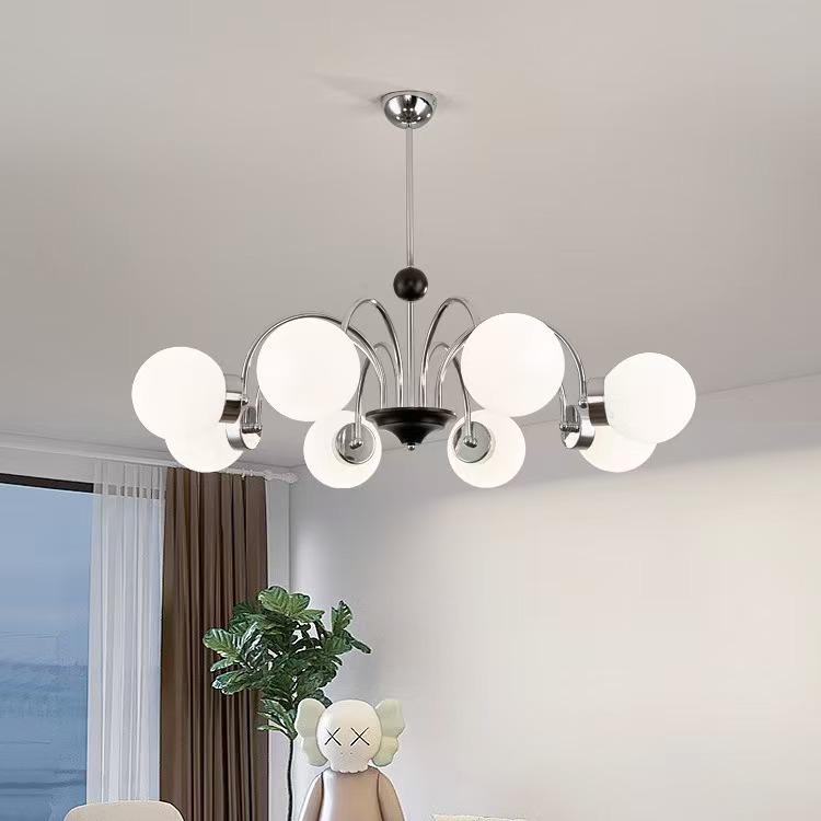 French Minimalist Chandelier: Mid-Century Sputnik Light for Living Room, Bedroom, Dining Area - Romantic Cream Style Lighting