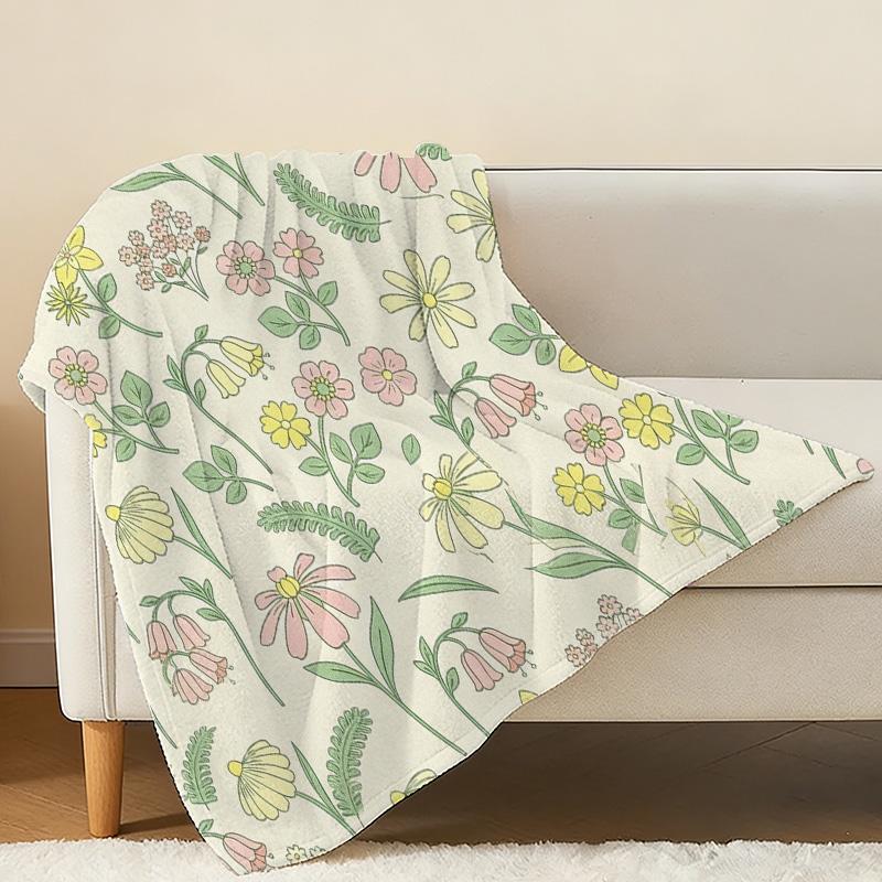 Non-Shedding Flannel Blanket Soft Cozy Floral Design, Warm for Winter, Ideal for Home Bedroom Living Room Sofa, Christmas & Halloween Use