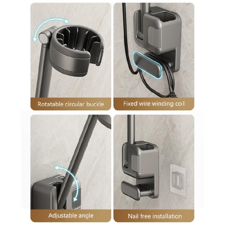 Bathroom Hair Dryer Station Wall Mounted Self Adhesive Hairdryer Rack Hair Straightener Storage Stand for Home and Salon