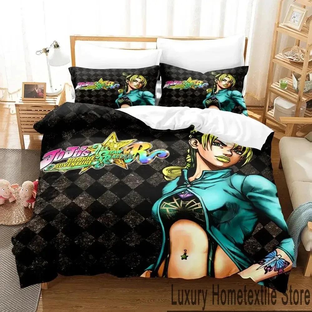 Anime JoJos Bizarre Adventure Bedding Set Duvet Cover Pillowcase King Queen Size Boys Adult Comforter