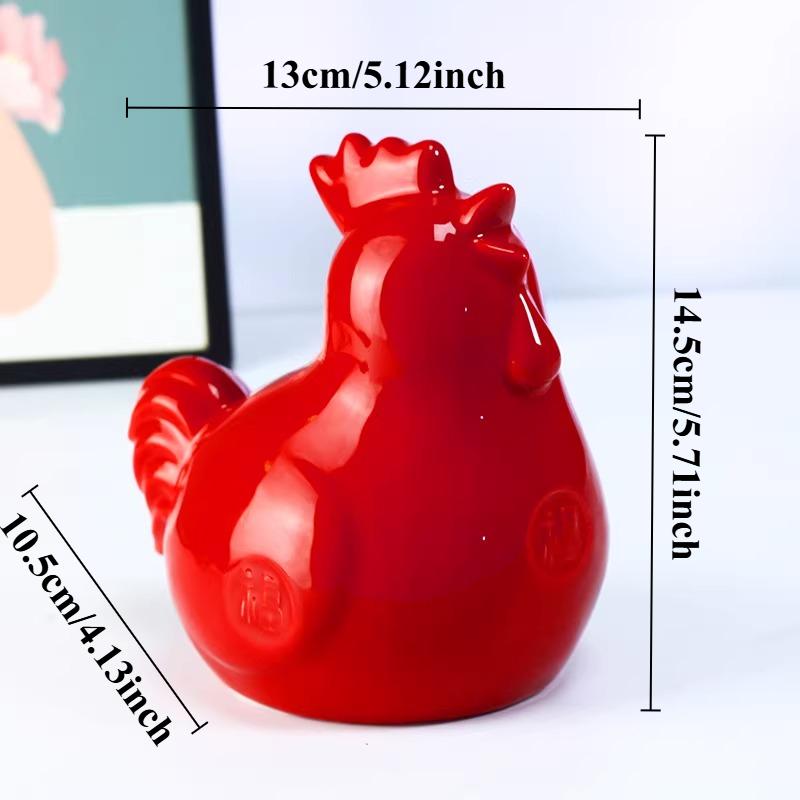 1pc Ceramic Zodiac Rooster Mascot White/Red Rooster Ornament Home Decoration Desktop Animal Ornaments Ceramic Craft Animal