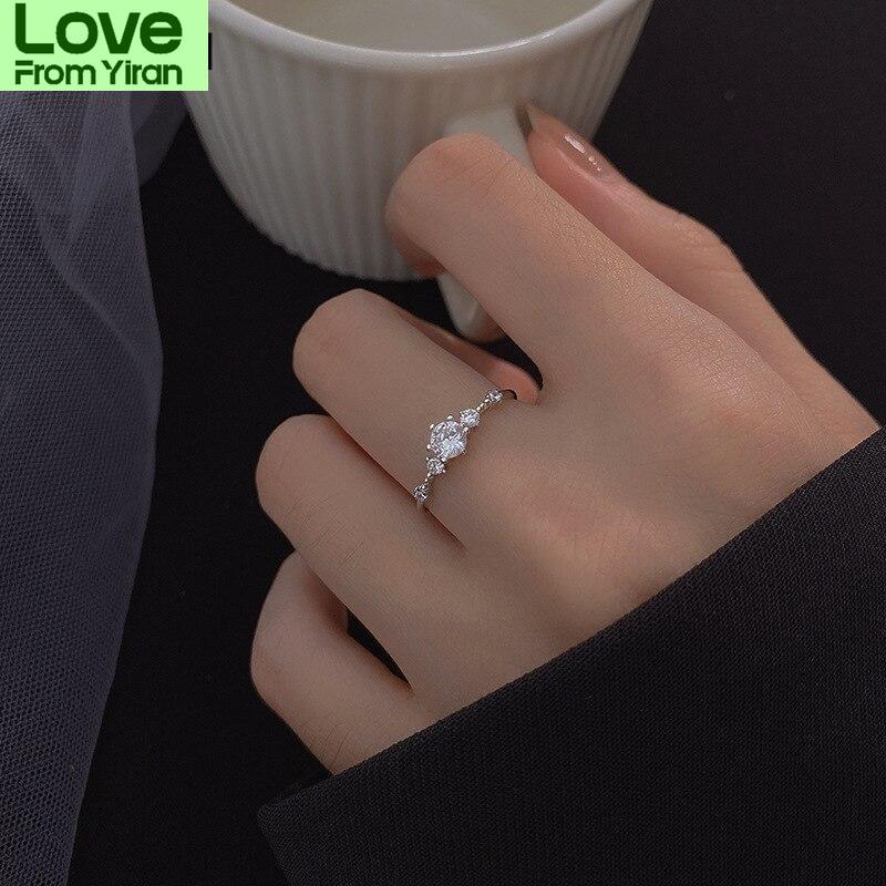 

925 стерлингового серебра циркон открытые кольца для женщин свадьба регулируемый указательный палец кольцо подарок на день святого валентина Resizable