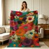 Soft Warm Flannel Floral Print Blanket All Season Decorative Throw Blanket for Couch Sofa Bedroom Living Room Office Home Decor