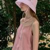 NONLOCAL Seersucker Stripe Ribbon Bucket Hat - Pink