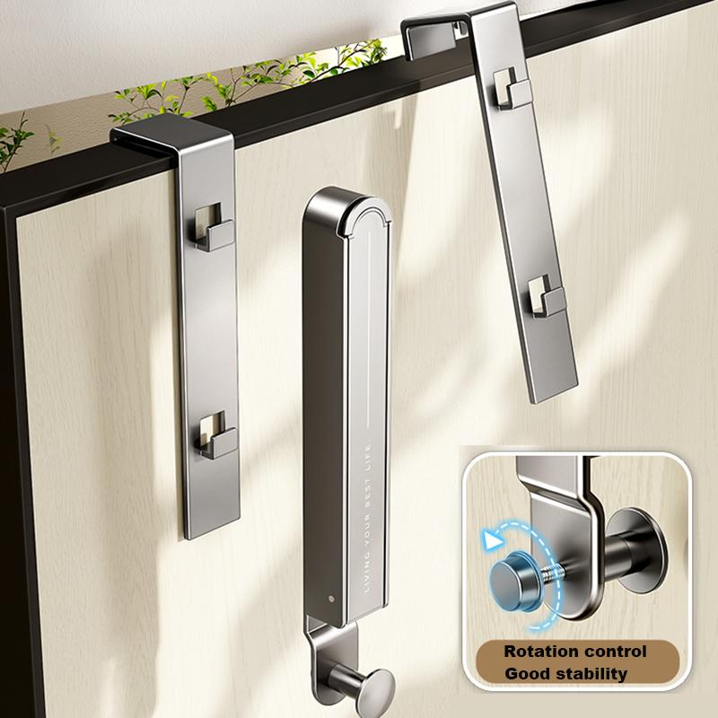 No Drilling Folding Clothes Drying Rack Towel Hooks Punch-Free Coat Rack Hat Wall Hanger Adhesive Wall Hooks Storage Hanging