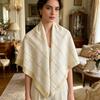 Women S Gold Line Plaid Square Scarf 90x90cm Elegant Shawl For Autumn Winter