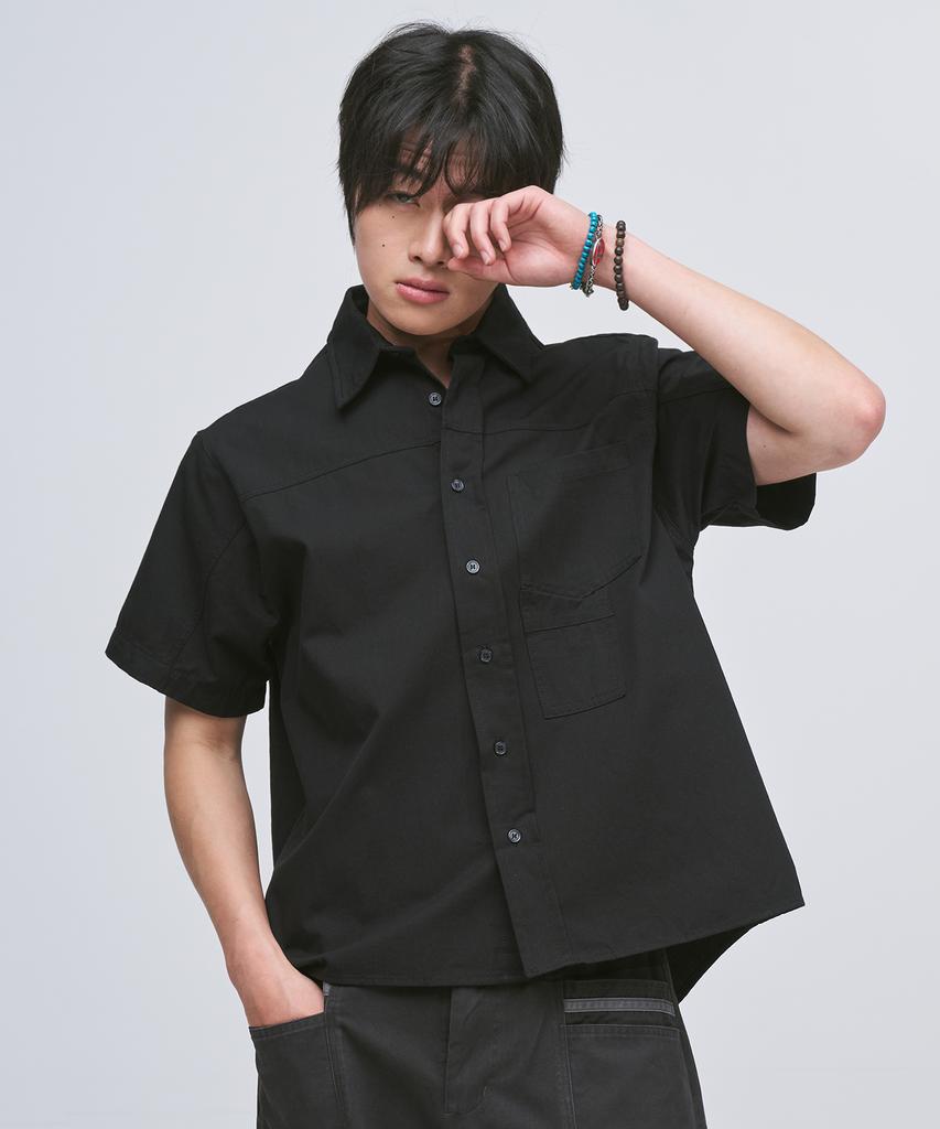 PLACESTUDIOMAN Essential City Boy Pigment Pocket Collar Oversized Cotton Basic Short Sleeve Shirt_2 Colors