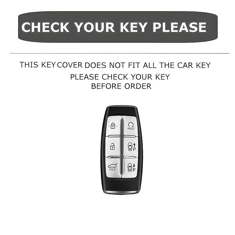 Leather Key Case Cover For Hyundai Genesis G70 G80 G90 Gv70 Gv80 - Smart Remote Key Shell 6 Buttons Protective Pouch Bag
