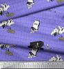 Soimoi Green Japan Crepe Satin Fabric Pumpkin & Skull Halloween Print Fabric by metre 42 Inch