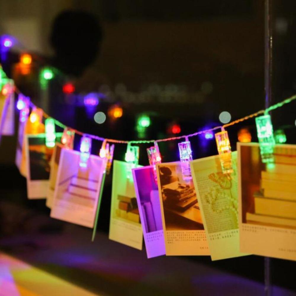 New 1.5m Photo Clips String Lights Hanging Battery-operated Cards Holder Holiday Lamp 10 LED LED Photo Clip String Light