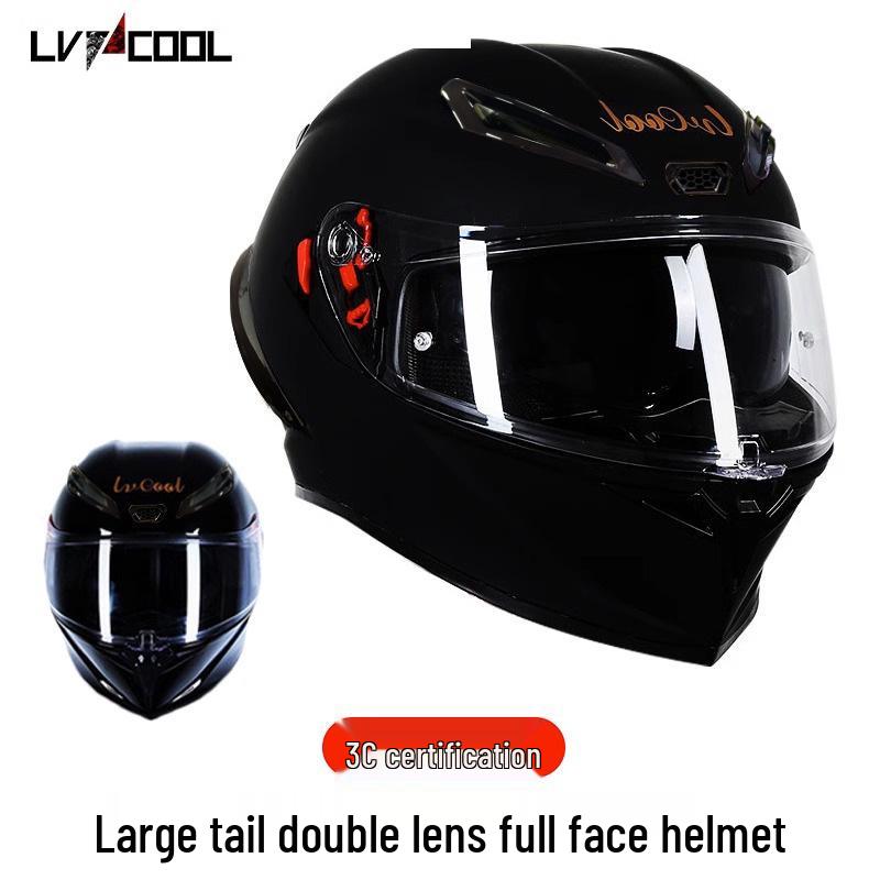 Unisex Carbon Fiber Full-Face Motorcycle Helmet with Bluetooth & Anti-Fog, 3C Certified for All Seasons