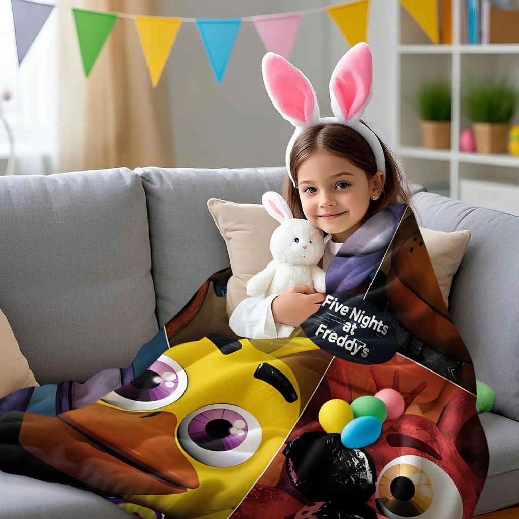 FNAF Original Four-Panel Flannel Blanket Soft Warm Skin-Friendly Nap Throw For Office Home Sofa Bed Cover Travel Camping Gift