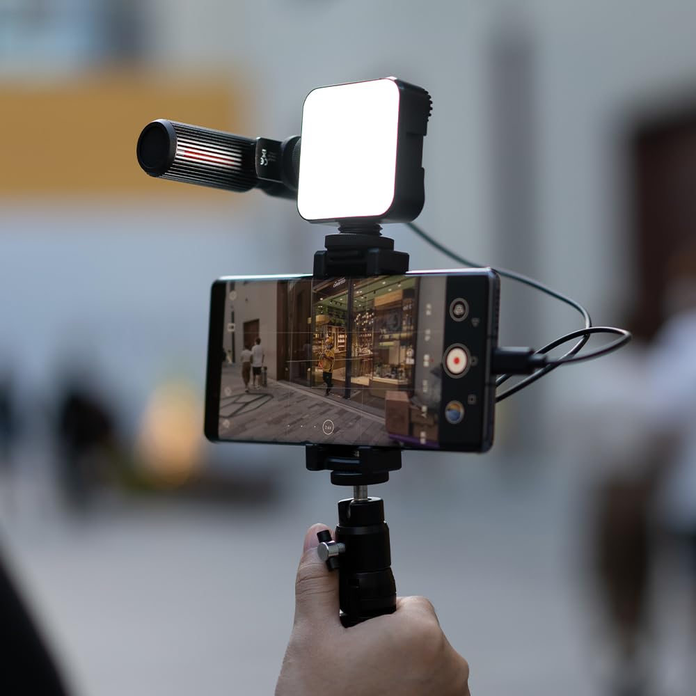 Camera Microphone for Digital SLR Cameras LED Smartphone and Thronmax C1P Streammic Pro Vlogger Kit (Includes Light, Tripod, Holder, Cable, Adapter)