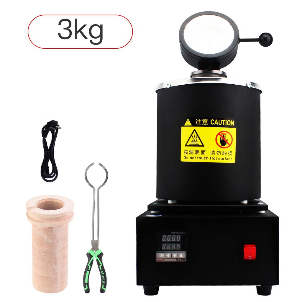 1400W 1-3KG Gold Melting Furnace, Electric Jewelry Melting Machine with Crucible & Ingot Mold, for Gold & Silver