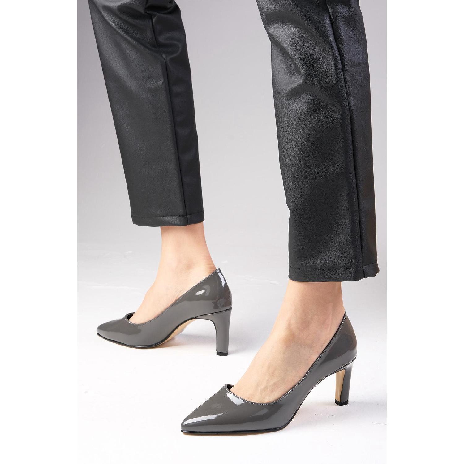 

Lita Gray Color Patent Leather Women s Stiletto Heeled Shoes 35 серый