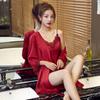 Spring and Autumn New Pajamas Female Sexy with Chest Pad Silk Thin Temptation Suspender Nightgown Two-piece Set