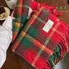 New red fringed plaid scarf winter women's Christmas lengthened thickened warm versatile shawl student scarf tide