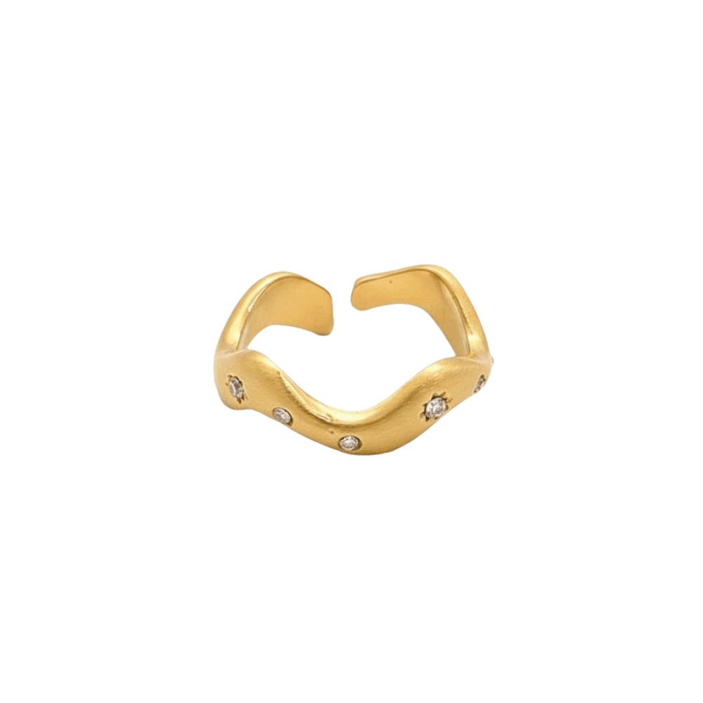 Plating Wave Rings Twisted Round Fine Jewelry Opening Rings Light Luxury Minimalist Design Geometric Rings Gift For Women