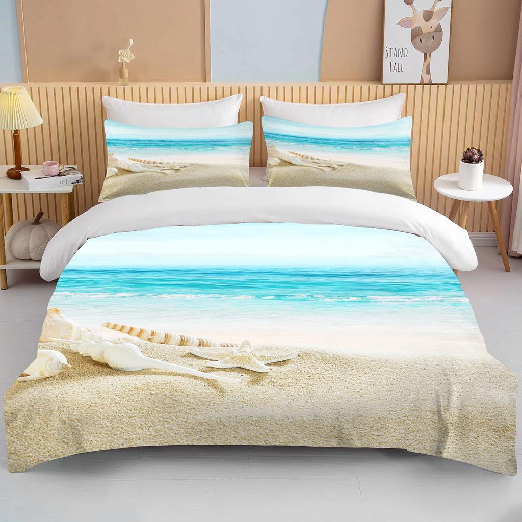 Ocean Povlečení Sada Pobřeží Pláž Povlečení Sada Modrá Hvězdice Sada do Postele Děti Teen Skořápka Domácí Textil Letní Přehoz Prošívaná Přikrývka