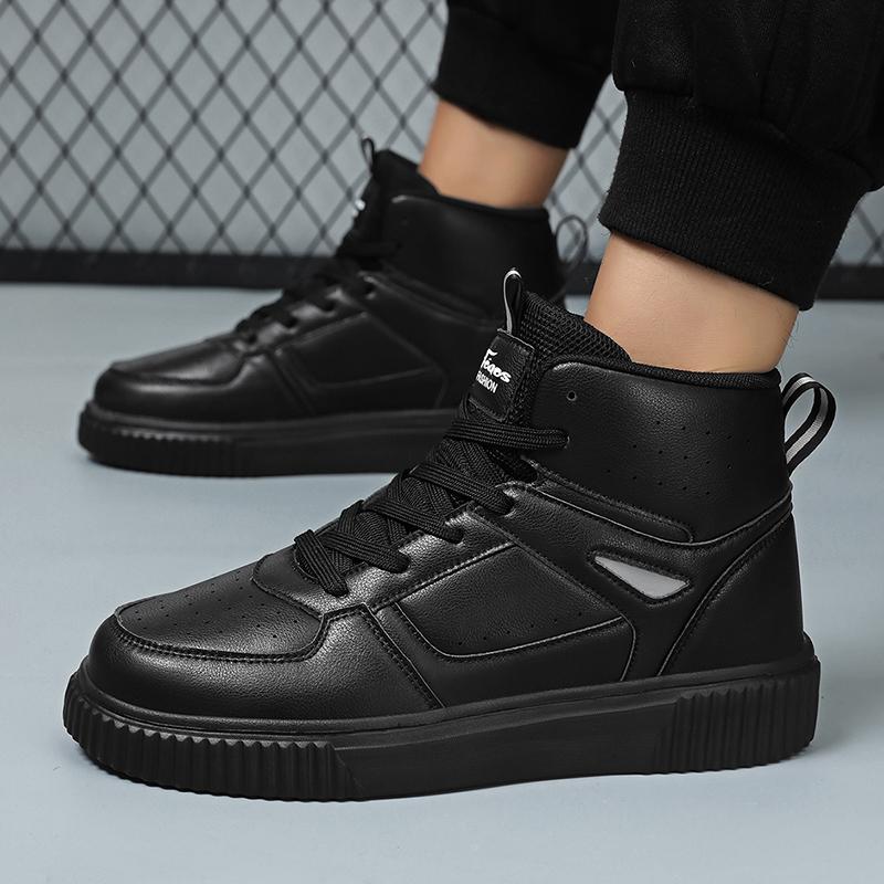 TUINANLE Men Women Black High Top Skateboarding Sneakers Breathable Light Casual Lace Up Sports Shoes Couple