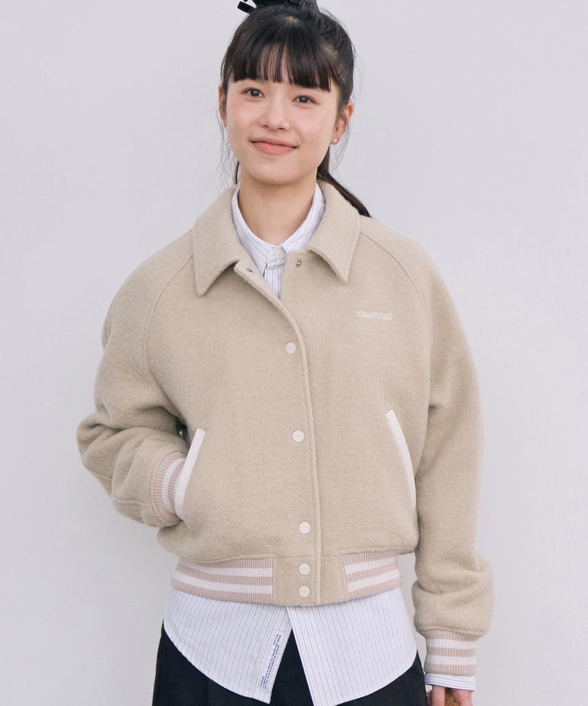 Covernat Woman Varsity Jacket Beige
