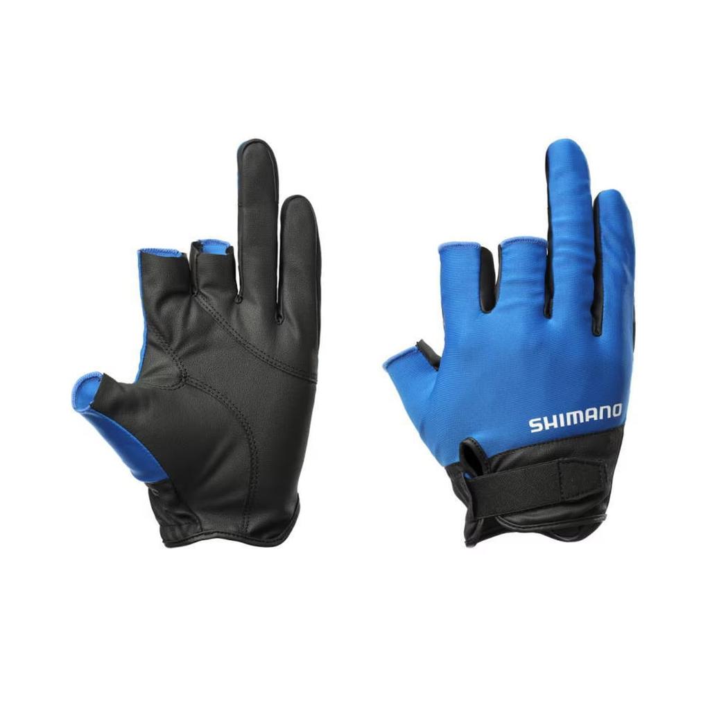 Shimano 01 Basic Size L Gloves, 3-Piece Cut, Blue, (GL-008Y)