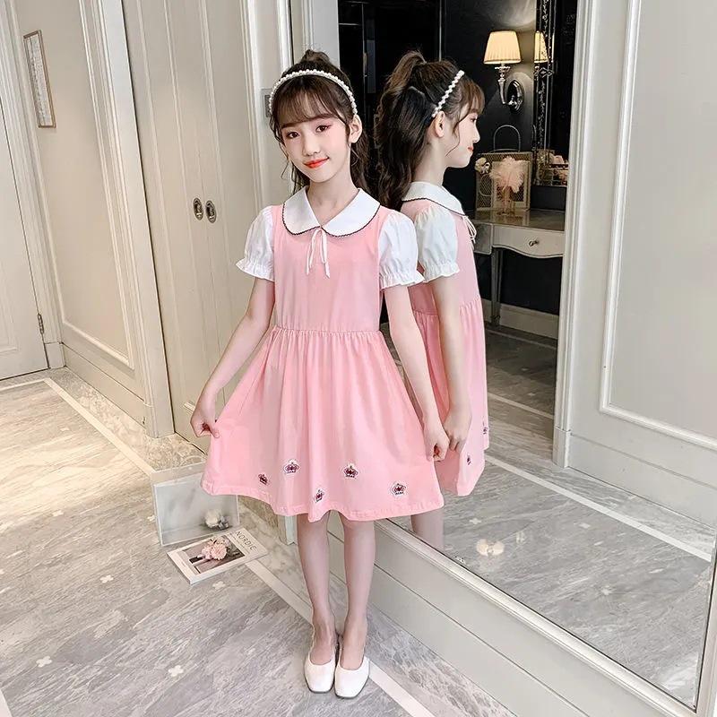 Summer Korean Style Doll Collar Dresses for Girls - Trendy Princess Skirt for Primary and Secondary Students